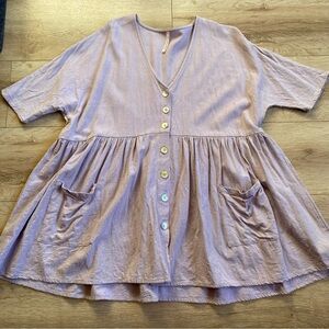 My Story dress linen baby doll lilac with pockets